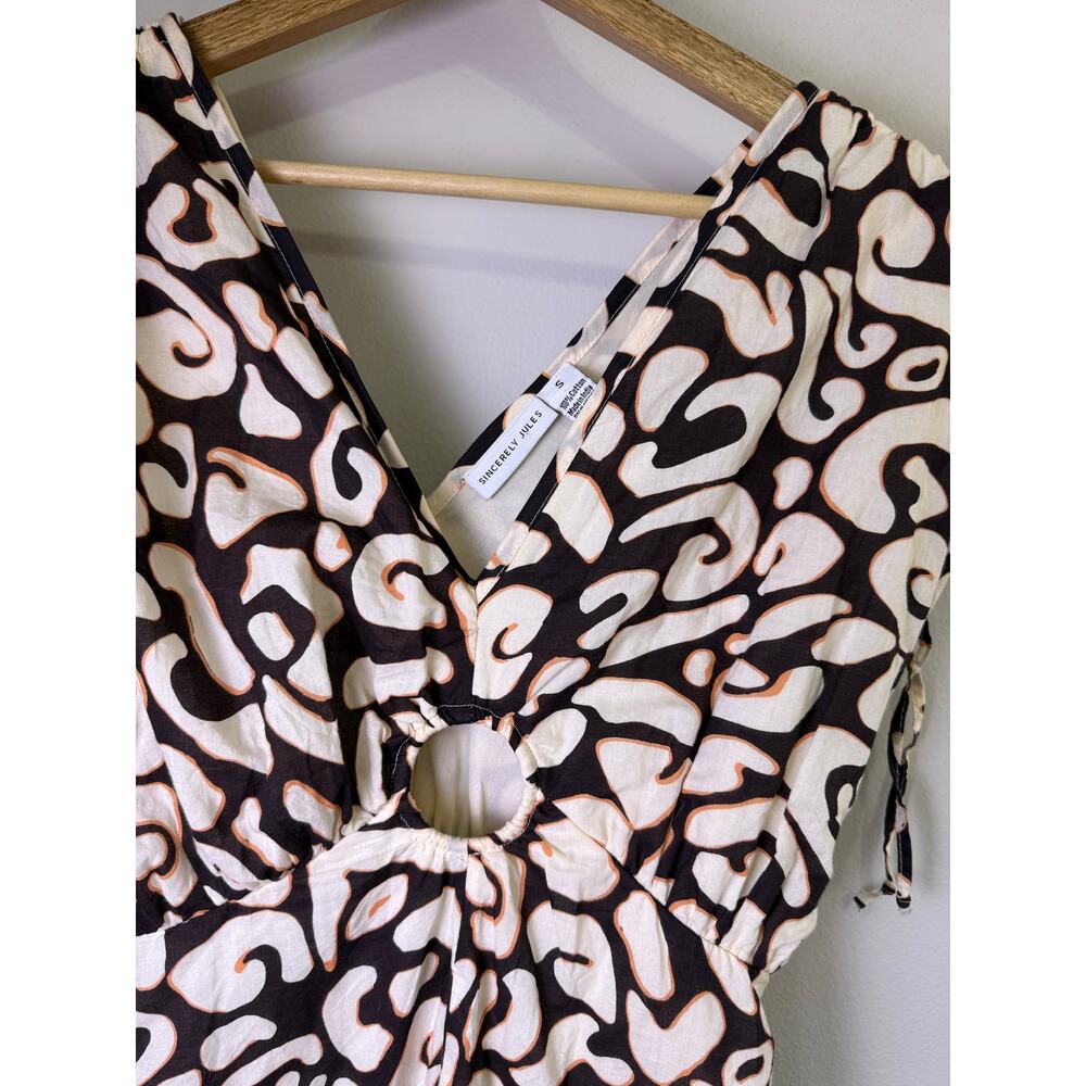 Sincerely Jules Abstract Print Cutout Maxi Dress Women’s Small Black Cream - Picture 3 of 4